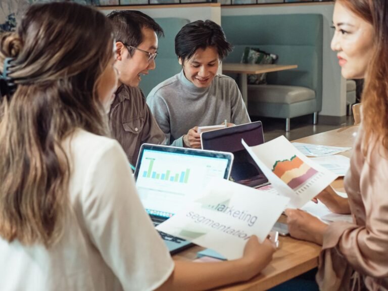 Marketing team reviewing email segmentation data